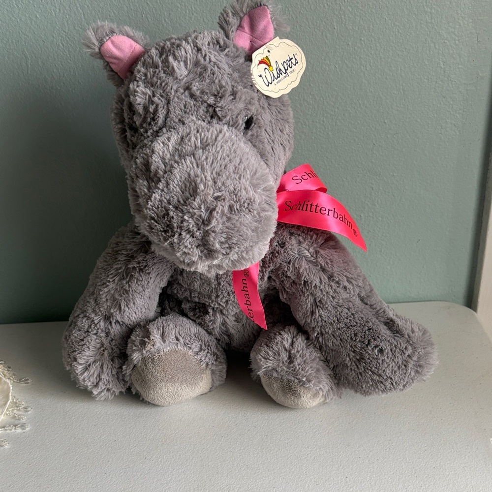 2007 Wishpets Large Gray plush Hippo “Himpo” from Schlitterbahn Water Park